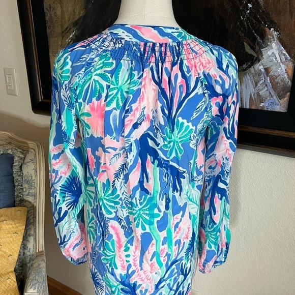 Lily Pulitzer Floral Silky Top Sz XXS - Picture 5 of 8